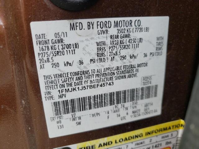 Photo 10 from auction – 2011 FORD EXPEDITION with VIN 1FMJK1J57BEF45743