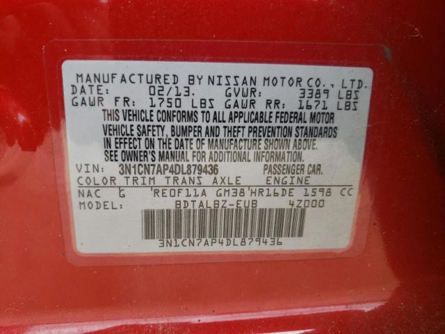 Photo 10 from auction – 2013 NISSAN VERSA S with VIN 3N1CN7AP4DL879436