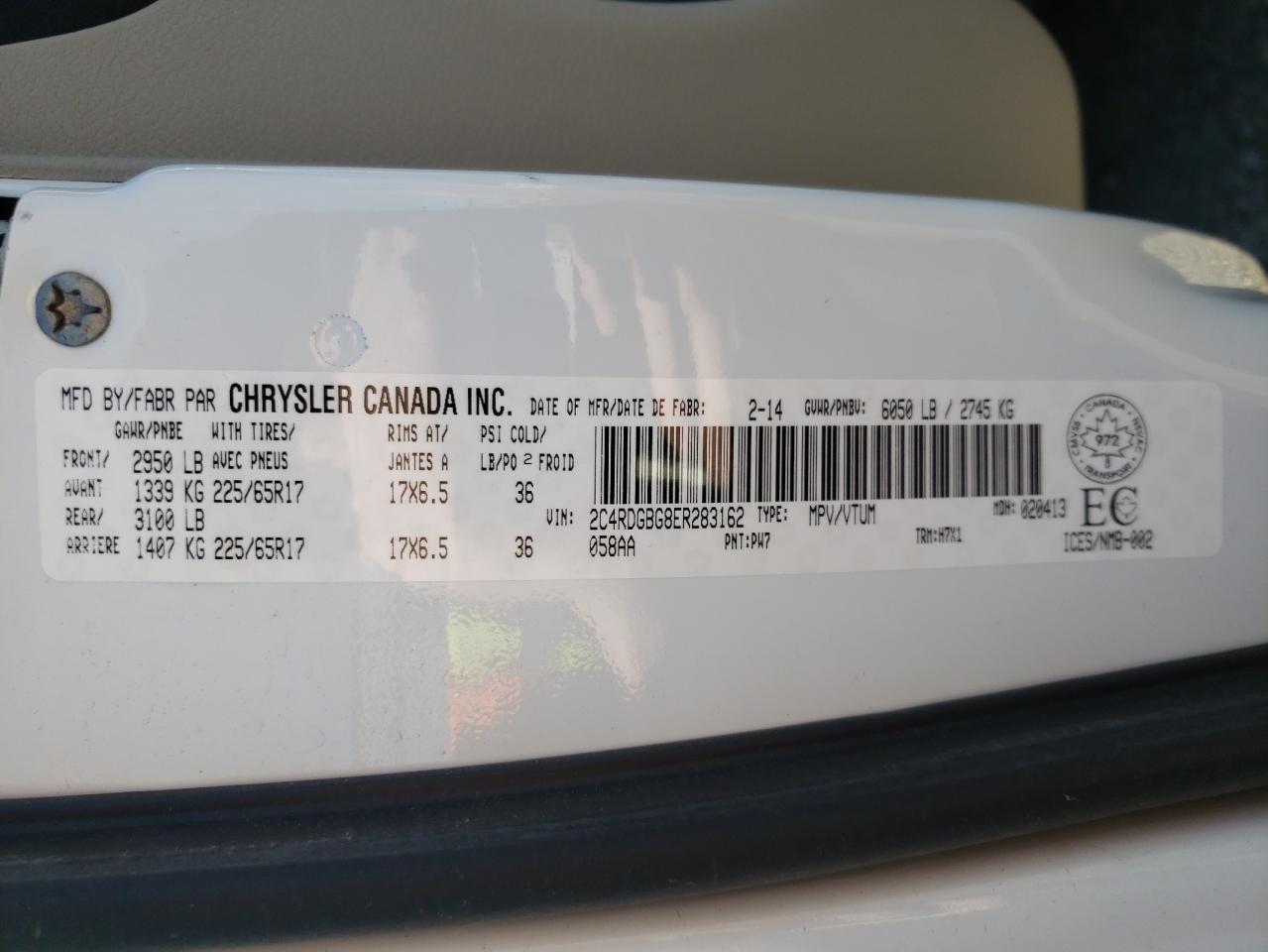 Photo 11 from auction – 2014 DODGE GRAND CARA with VIN 2C4RDGBG8ER283162