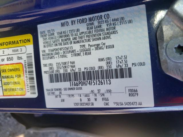 Photo 10 from auction – 2015 FORD FUSION SE with VIN 1FA6P0H74F5126113