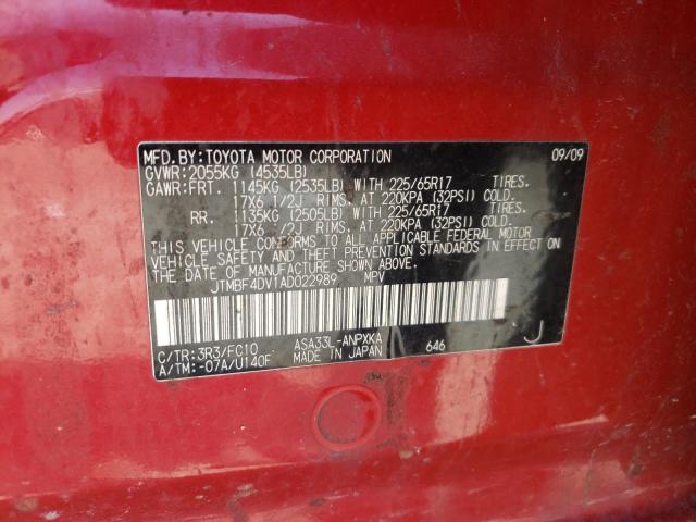 Photo 10 from auction – 2010 TOYOTA RAV4 with VIN JTMBF4DV1AD022989