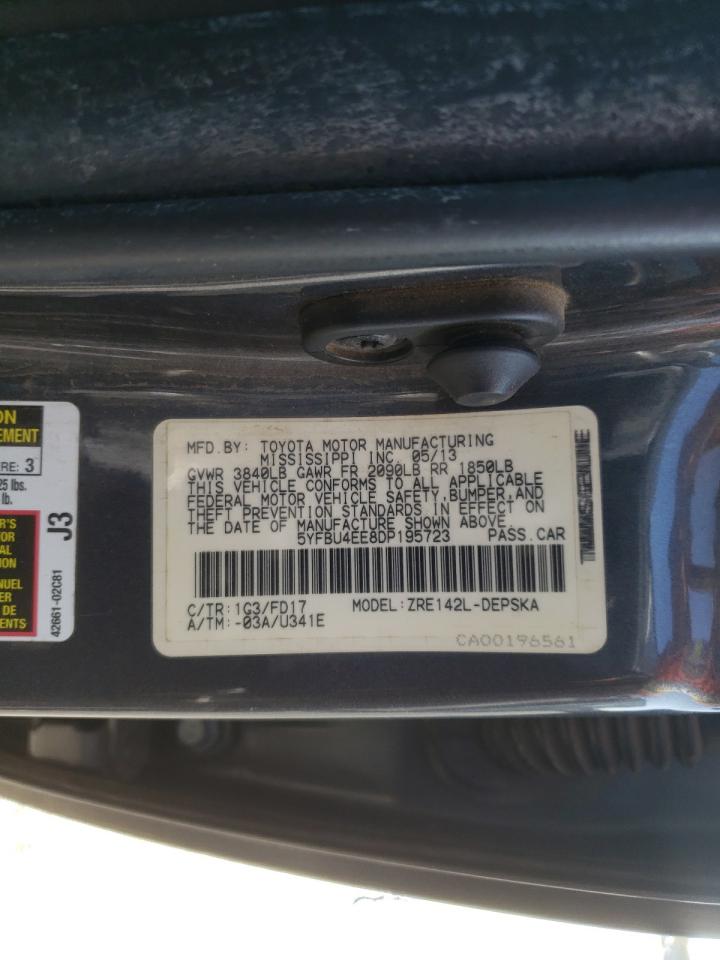 Photo 10 from auction – 2013 TOYOTA COROLLA BA with VIN 5YFBU4EE8DP195723