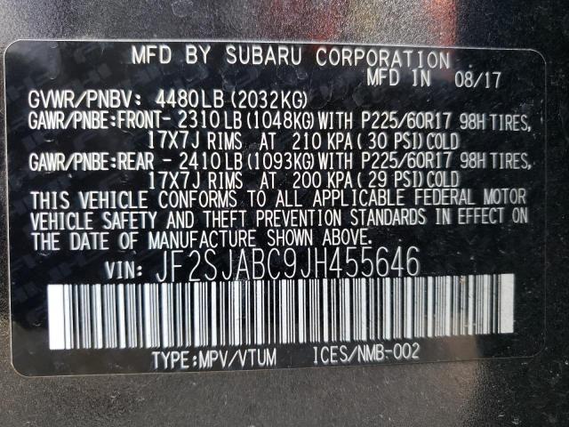 Photo 10 from auction – 2018 SUBARU FORESTER 2 with VIN JF2SJABC9JH455646