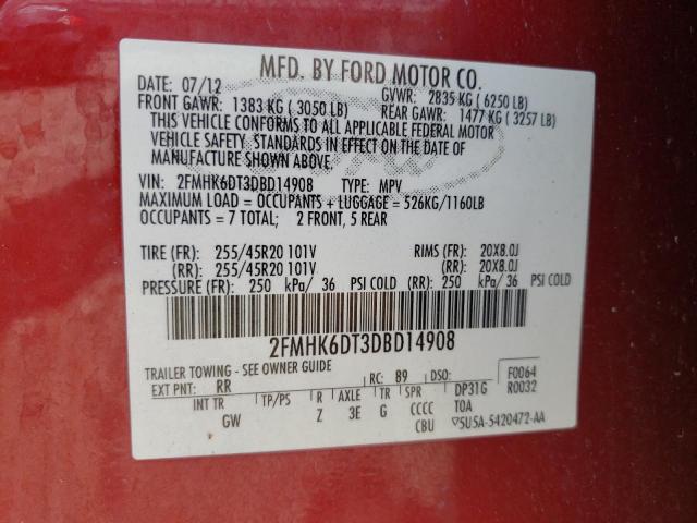 Photo 10 from auction – 2013 FORD FLEX LIMIT with VIN 2FMHK6DT3DBD14908