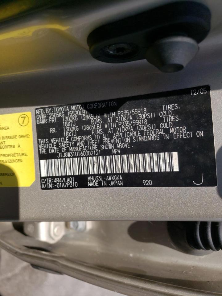 Photo 10 from auction – 2006 LEXUS RX 400 with VIN JTJGW31U160002121