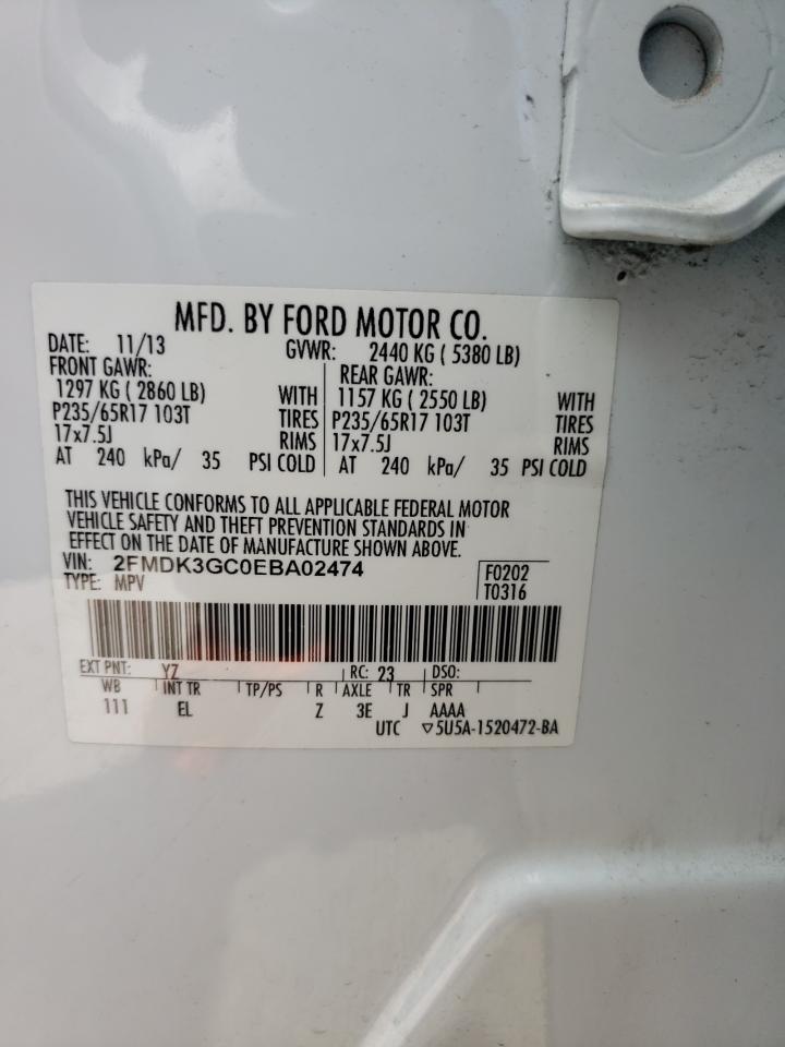 Photo 10 from auction – 2014 FORD EDGE SE with VIN 2FMDK3GC0EBA02474