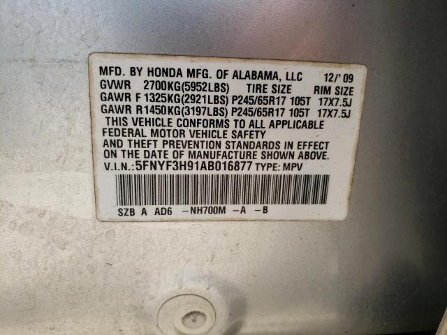 Photo 10 from auction – 2010 HONDA PILOT TOUR with VIN 5FNYF3H91AB016877