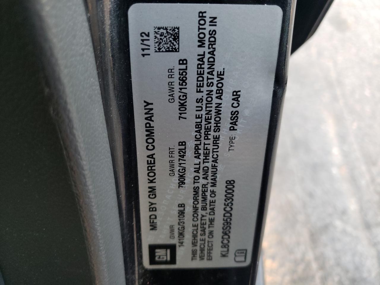 Photo 10 from auction – 2013 CHEVROLET SPARK 1LT with VIN KL8CD6S95DC530008