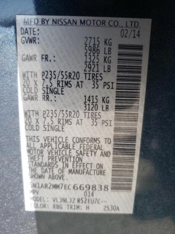Photo 10 from auction – 2014 NISSAN PATHFINDER with VIN 5N1AR2MM7EC669838