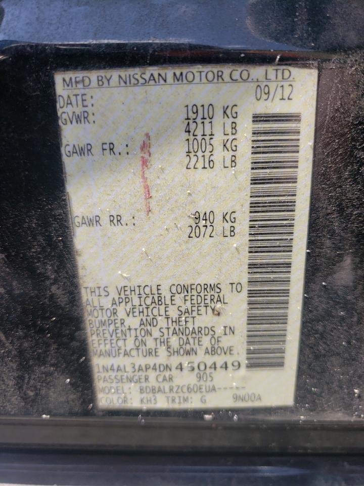 Photo 10 from auction – 2013 NISSAN ALTIMA 2.5 with VIN 1N4AL3AP4DN450449