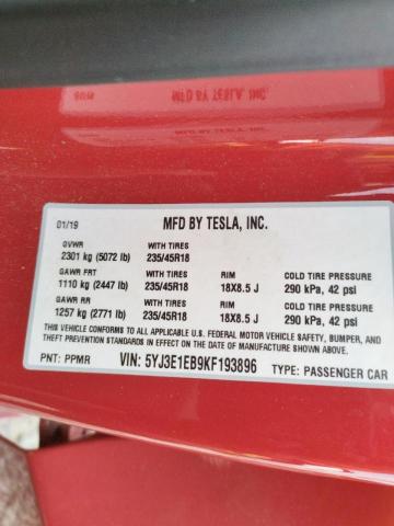 Photo 10 from auction – 2019 TESLA MODEL 3 with VIN 5YJ3E1EB9KF193896