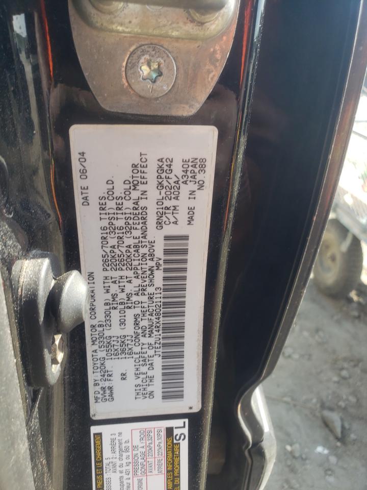Photo 10 from auction – 2004 TOYOTA 4RUNNER SR with VIN JTEZU14RX48021113