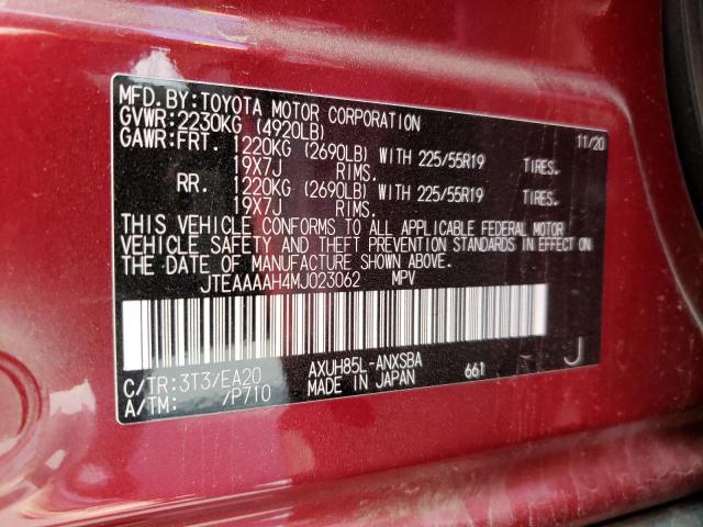 Photo 10 from auction – 2021 TOYOTA VENZA LE with VIN JTEAAAAH4MJ023062