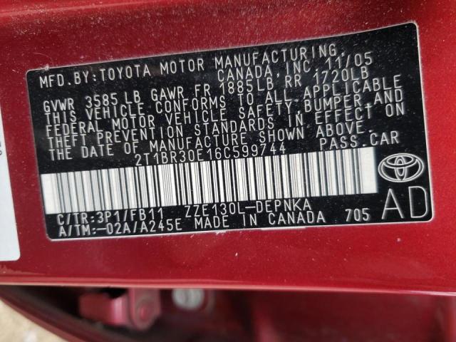 صورة رقم 10 من المزاد - 2006 TOYOTA COROLLA CE مع VIN 2T1BR30E16C599744