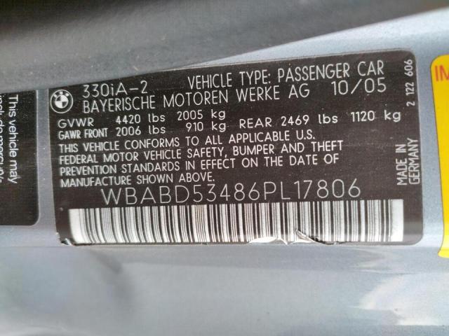 Photo 10 from auction – 2006 BMW 330 CI with VIN WBABD53486PL17806