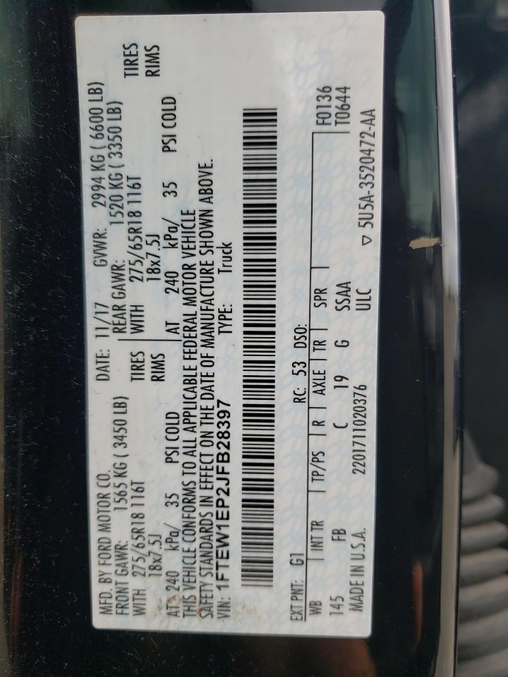 Photo 10 from auction – 2018 FORD F150 SUPER with VIN 1FTEW1EP2JFB28397