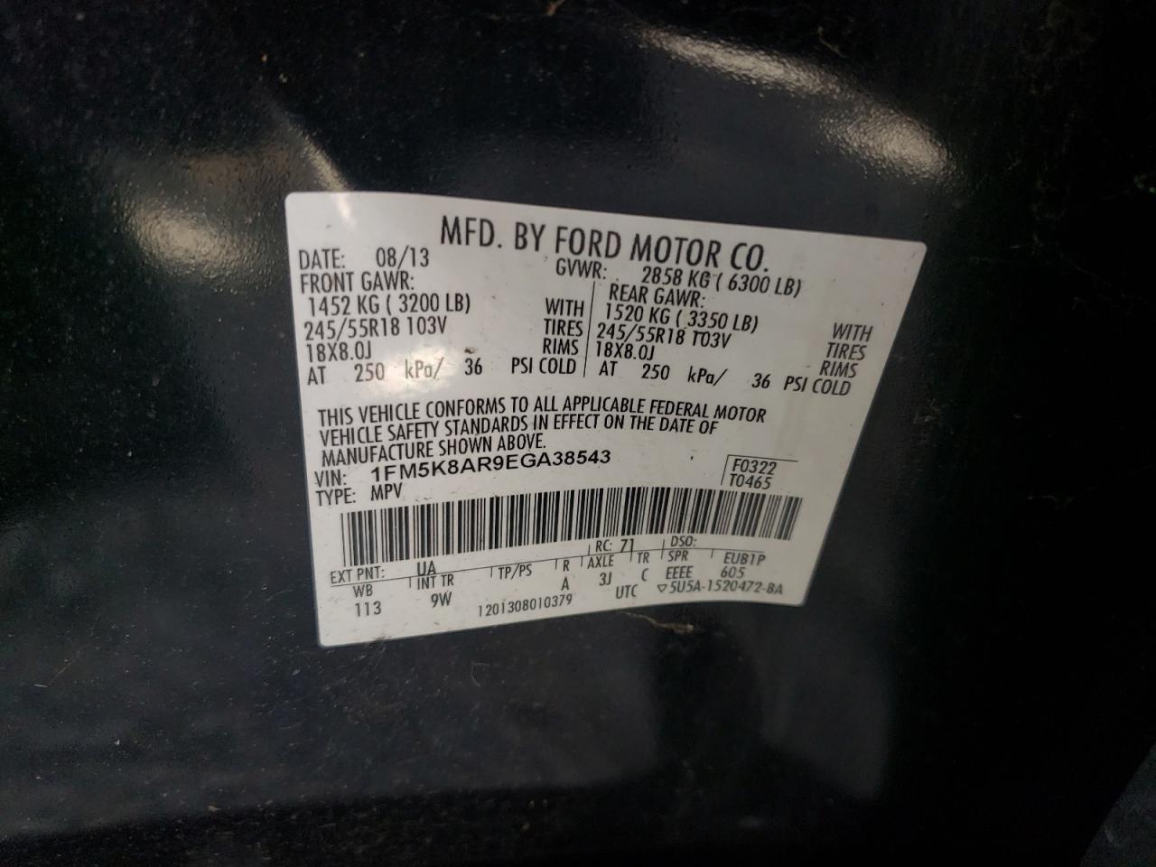 Photo 10 from auction – 2014 FORD EXPLORER P with VIN 1FM5K8AR9EGA38543