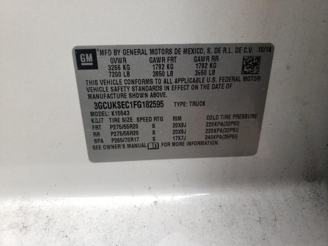 Photo 10 from auction – 2015 CHEVROLET SILVERADO with VIN 3GCUKSEC1FG182595