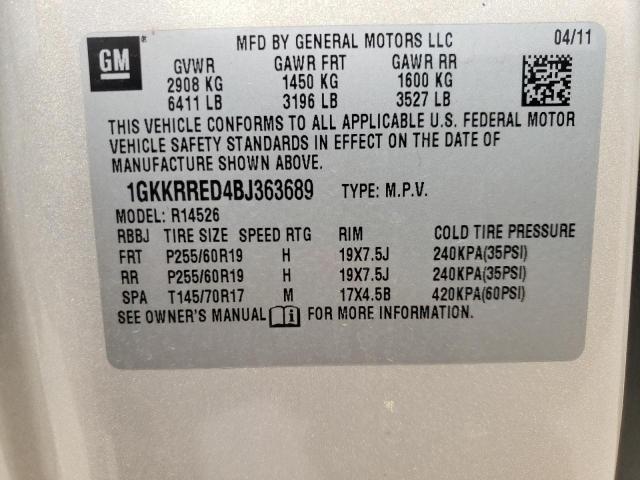 Photo 10 from auction – 2011 GMC ACADIA SLT with VIN 1GKKRRED4BJ363689