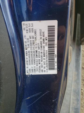 Photo 10 from auction – 2005 HONDA CR-V LX with VIN JHLRD78575C057616