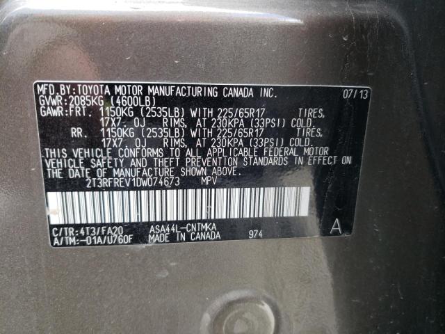 Photo 10 from auction – 2013 TOYOTA RAV4 XLE with VIN 2T3RFREV1DW074673