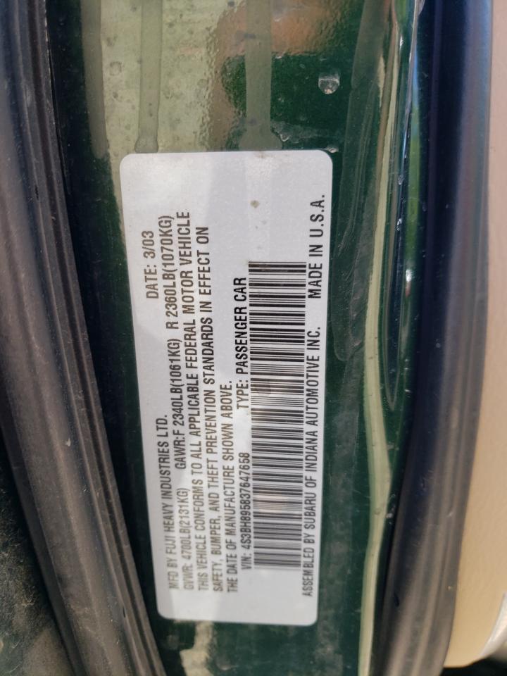 Photo 10 from auction – 2003 SUBARU LEGACY OUT with VIN 4S3BH895837647658