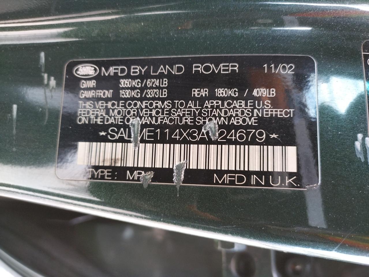 Photo 10 from auction – 2003 LAND ROVER RANGE ROVE with VIN SALME114X3A124679