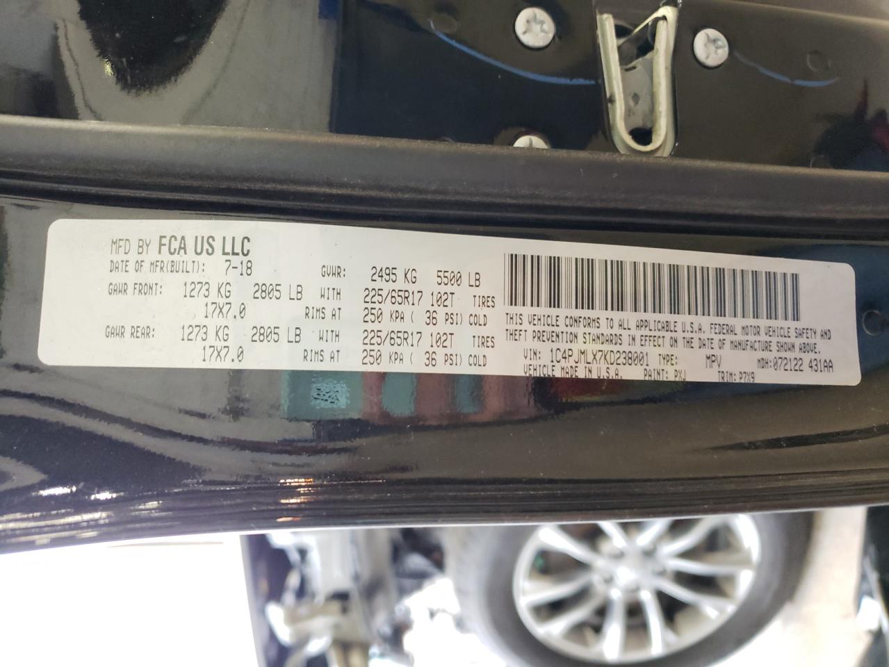 Photo 10 from auction – 2019 JEEP CHEROKEE L with VIN 1C4PJMLX7KD238001