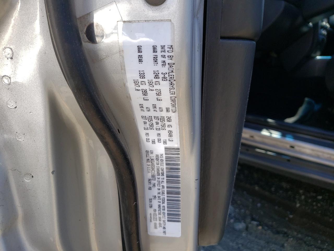 Photo 10 from auction – 2004 JEEP GRAND CHER with VIN 1J4GW48S04C156872
