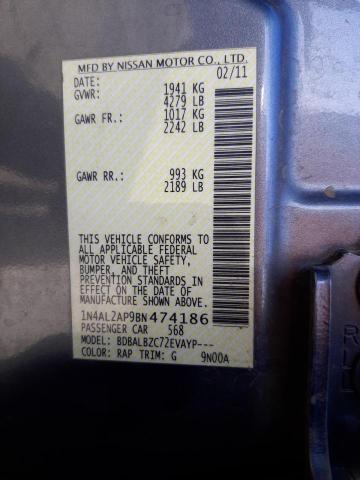 Photo 10 from auction – 2011 NISSAN ALTIMA with VIN 1N4AL2AP9BN474186