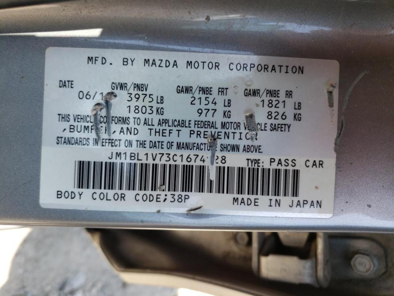 Photo 10 from auction – 2012 MAZDA 3 I with VIN JM1BL1V73C1674928