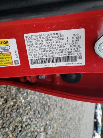 Photo 10 from auction – 2022 HONDA CIVIC EX with VIN 2HGFE1F73NH302571