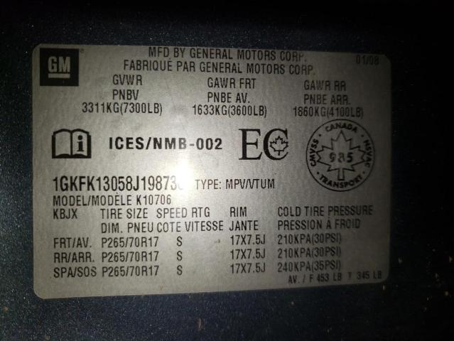 Photo 10 from auction – 2008 GMC YUKON with VIN 1GKFK13058J198736