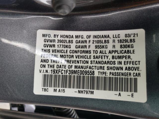 Photo 10 from auction – 2021 HONDA CIVIC EX with VIN 19XFC1F39ME009558