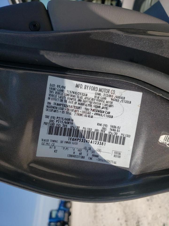 Photo 10 from auction – 2005 FORD TAURUS with VIN 1FAHP53245A123381