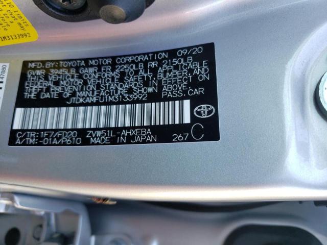 Photo 10 from auction – 2021 TOYOTA PRIUS SPEC with VIN JTDKAMFU1M3133992