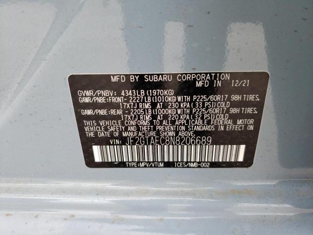 Photo 10 from auction – 2022 SUBARU CROSSTREK with VIN JF2GTAEC8N8206689