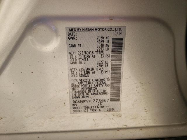 Photo 10 from auction – 2015 NISSAN ROGUE S with VIN 5N1AT2MT7FC775667