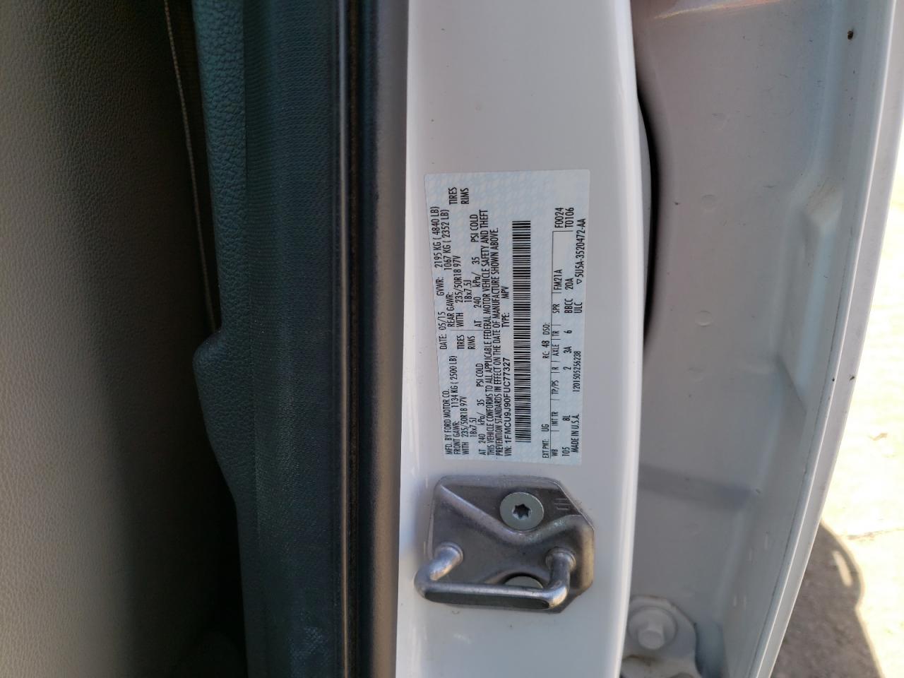 Photo 10 from auction – 2015 FORD ESCAPE TIT with VIN 1FMCU9J90FUC77327