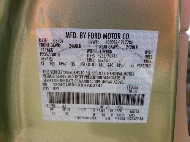 Photo 10 from auction – 2008 FORD ESCAPE HEV with VIN 1FMCU59HX8KA63741