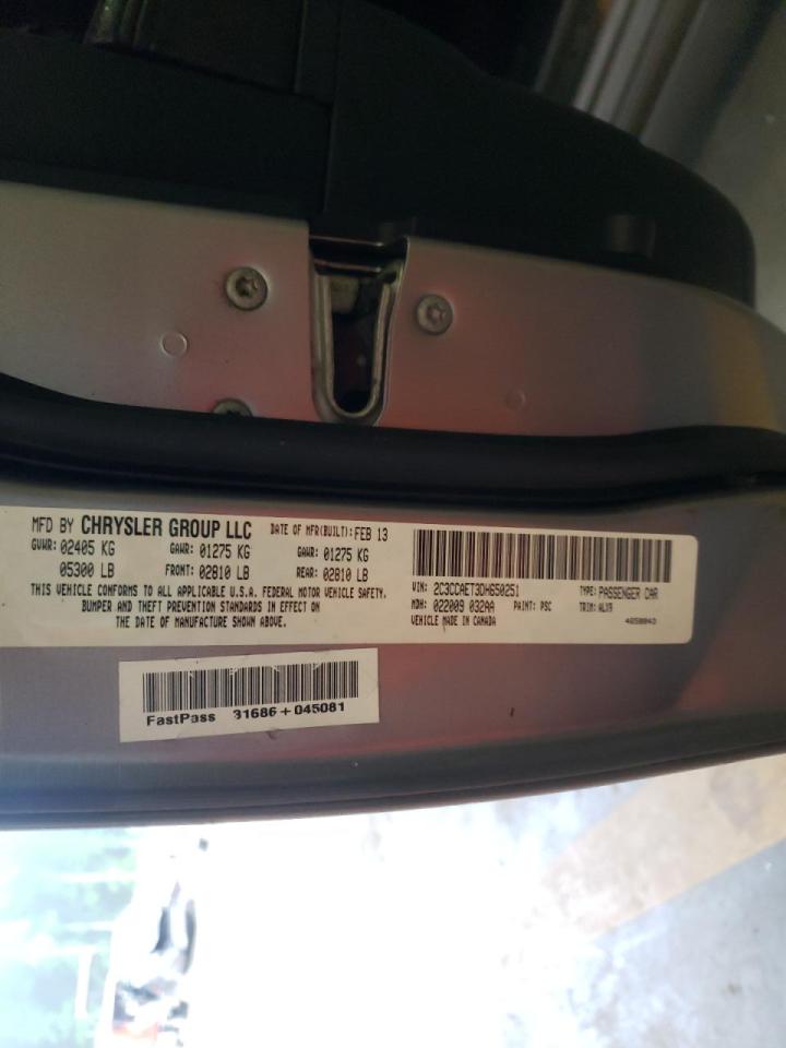 Photo 10 from auction – 2013 CHRYSLER 300C with VIN 2C3CCAET3DH650251