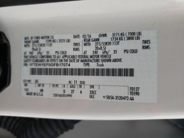 Foto 10 de la subasta – 2016 FORD F150 SUPER con VIN 1FTEW1EF0GFB17074