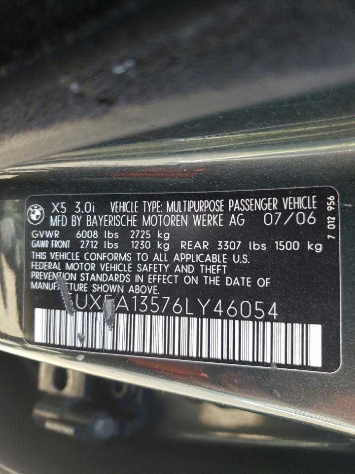 Photo 10 from auction – 2006 BMW X5 3.0I with VIN 5UXFA13576LY46054