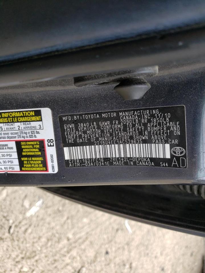 Photo 10 from auction – 2010 TOYOTA COROLLA BA with VIN 2T1BU4EE1AC529635