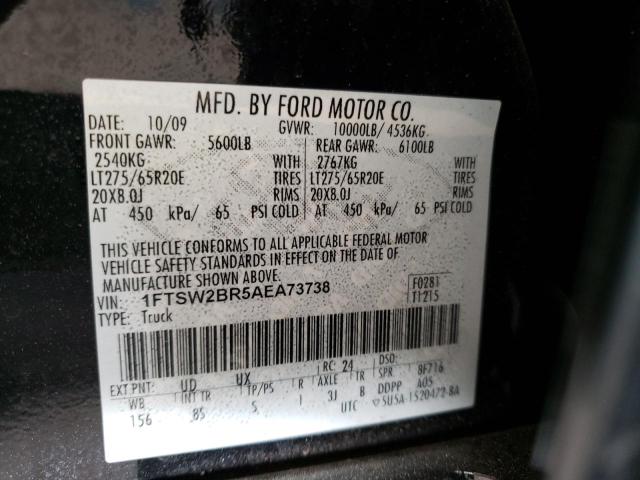 Photo 10 from auction – 2010 FORD F250 SUPER with VIN 1FTSW2BR5AEA73738