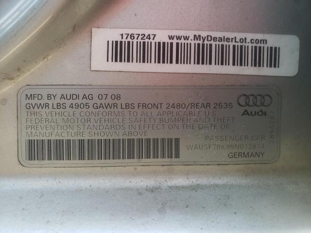 Foto 10 de la subasta – 2009 AUDI A4 con VIN WAUSF78K99N012814
