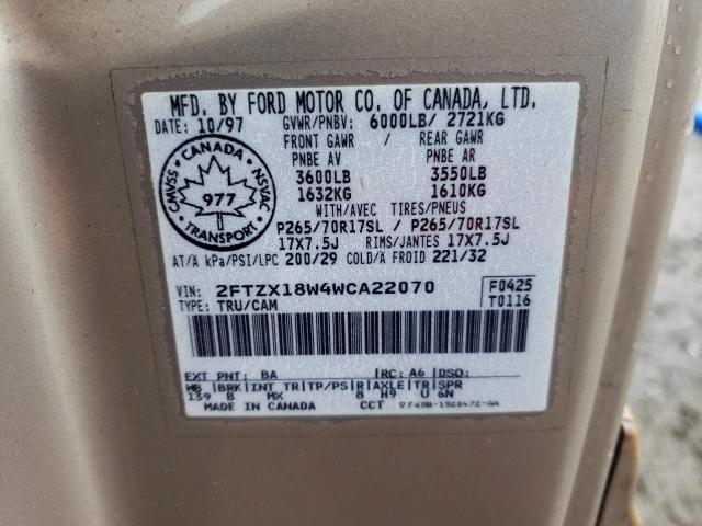 Photo 10 from auction – 1998 FORD F150 with VIN 2FTZX18W4WCA22070