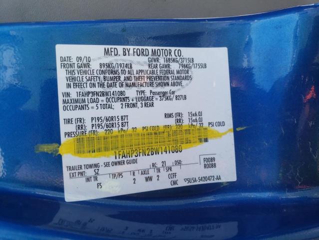 Photo 10 from auction – 2011 FORD FOCUS SE with VIN 1FAHP3FN2BW141080