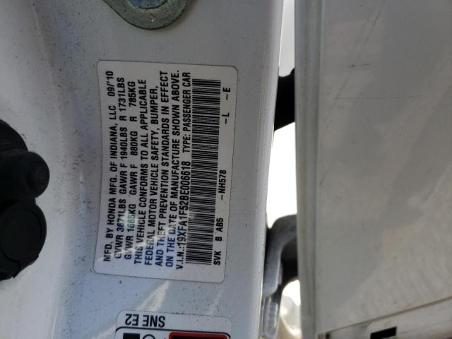 Photo 10 from auction – 2011 HONDA CIVIC LX with VIN 19XFA1F52BE006618