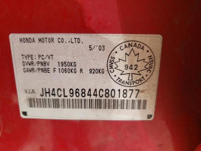 Photo 10 from auction – 2004 ACURA TSX with VIN JH4CL96844C801877